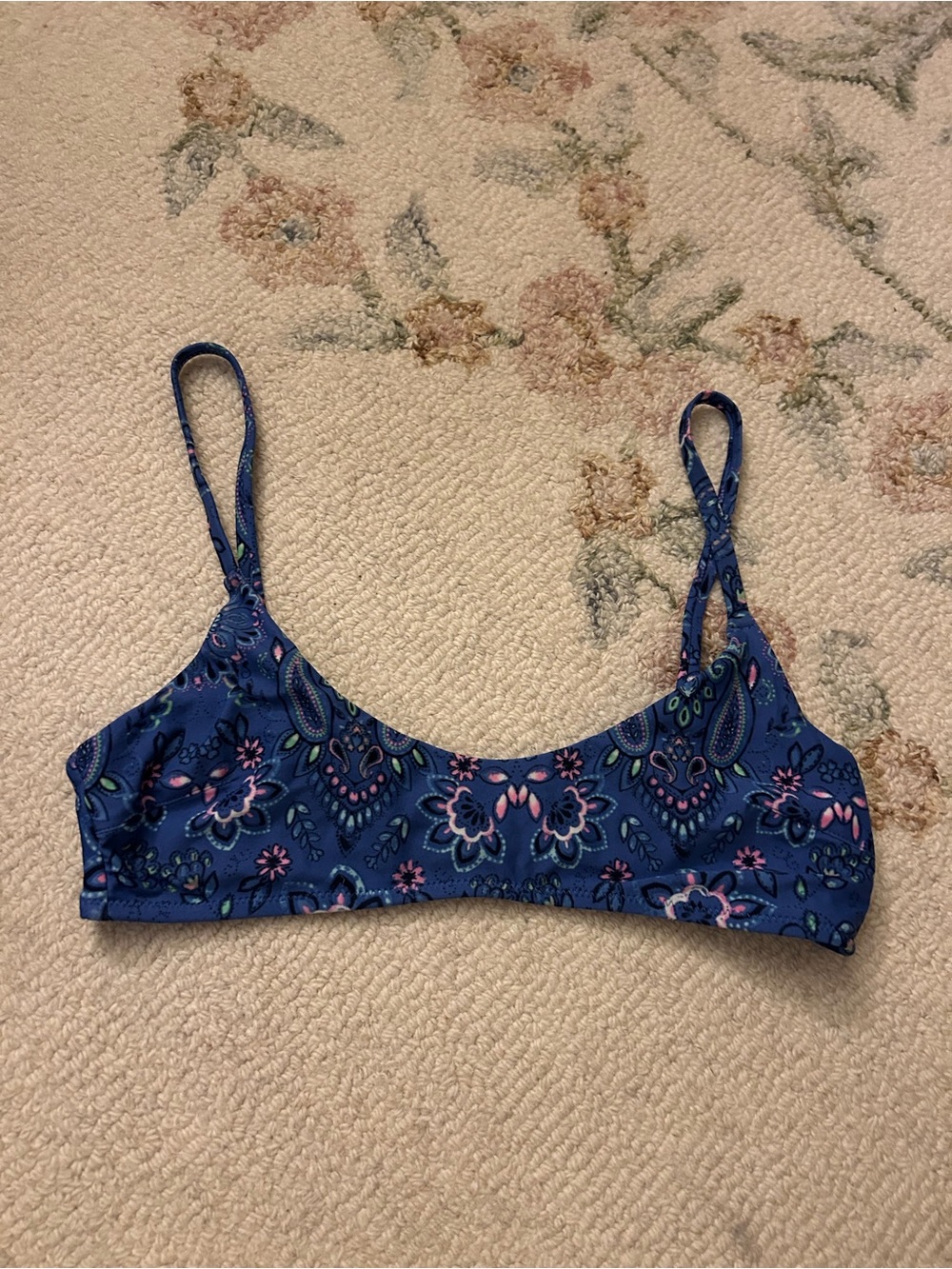 AERIE Women’s Blue Paisley Floral Swim Top